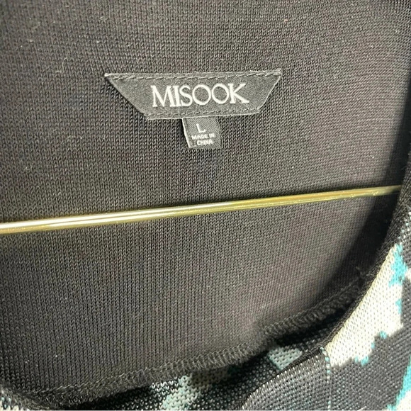 Misook Fly-Away 3/4 Sleeve Abstract Print Open Front Sweater Jacket - Picture 3 of 6